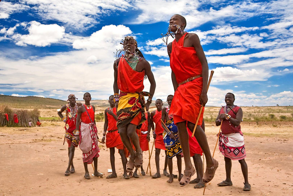 Maasai Warriors Dancing, Maasai Mara National Reserve, Kenya